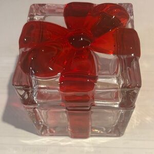 Red Glass Gift Box Accent